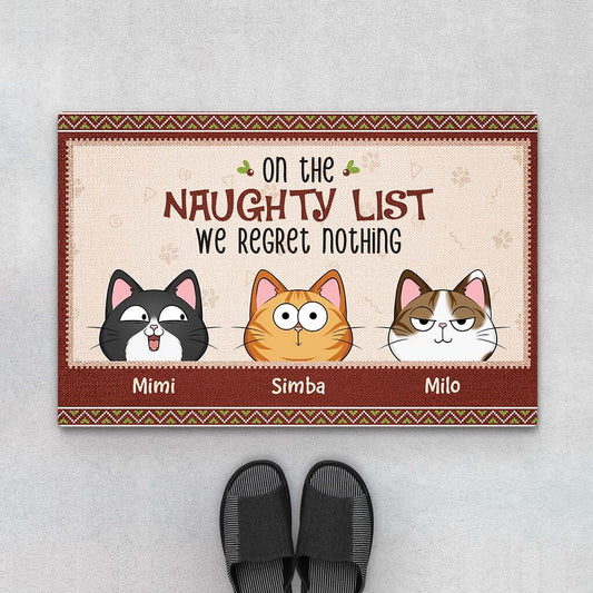 3516DUK1 on the naughty list we regret nothing christmas doormat personalised gits for cat lovers_d6253f4c 0a7b 4142 af5b e1bb745c6357