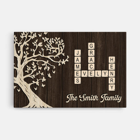 3522CUK1 the family with crossword design canvas personalised presents for family