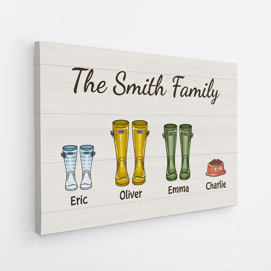 3523CUK2 the family with boots design canvas customised gifts for family
