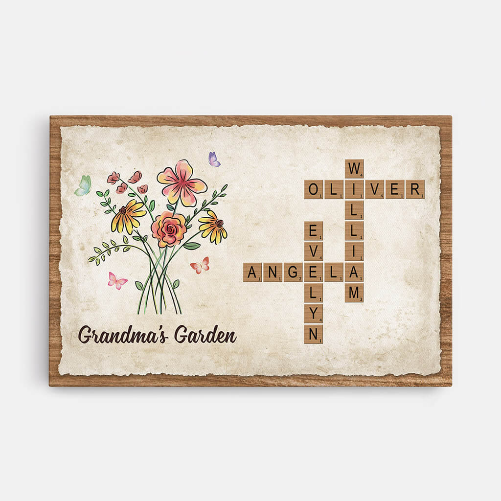 3524CUK1 grandmas garden crossword design canvas personalised gifts for grandma