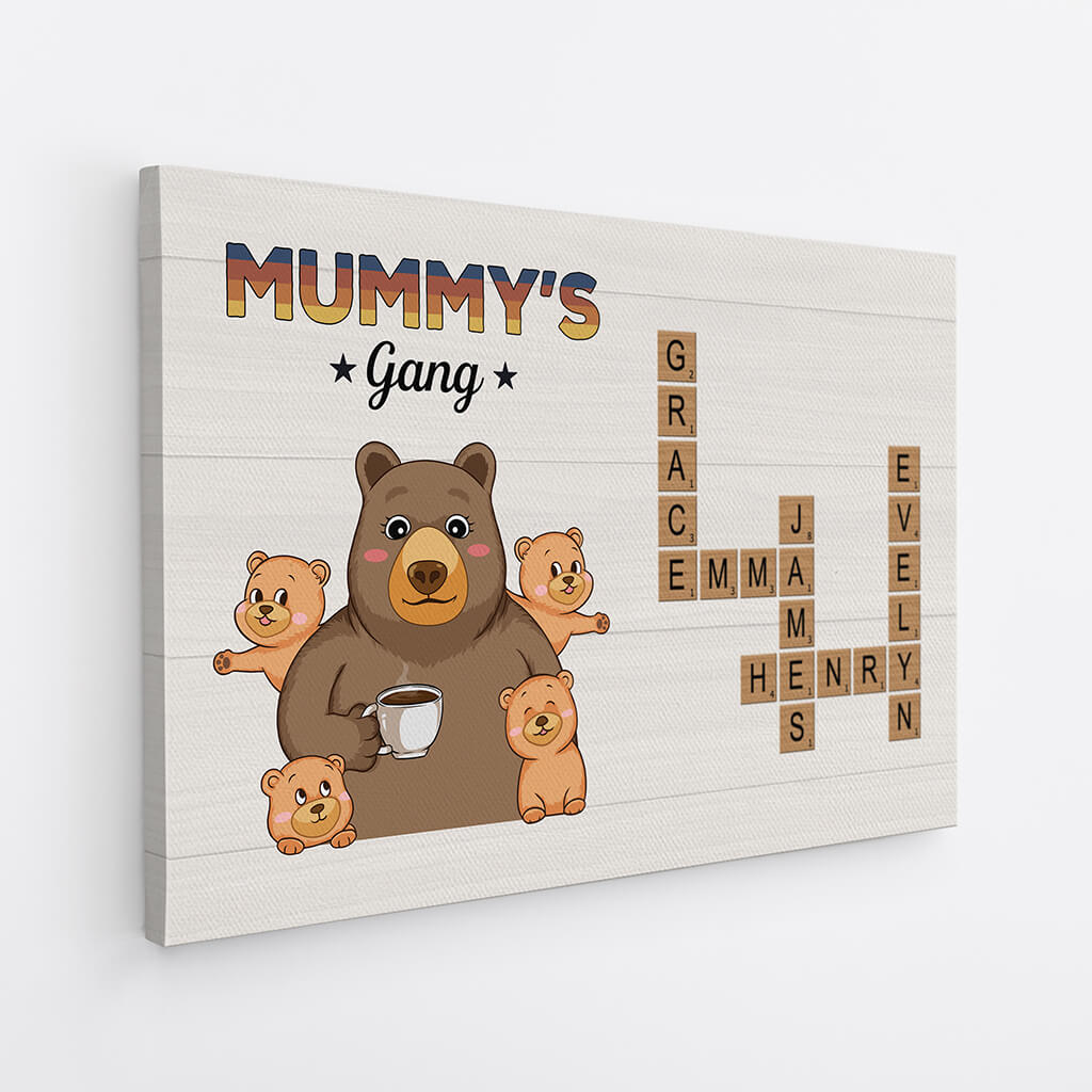 3527CUK2 grandads gang bear crossword theme canvas personalised gifts for grandad