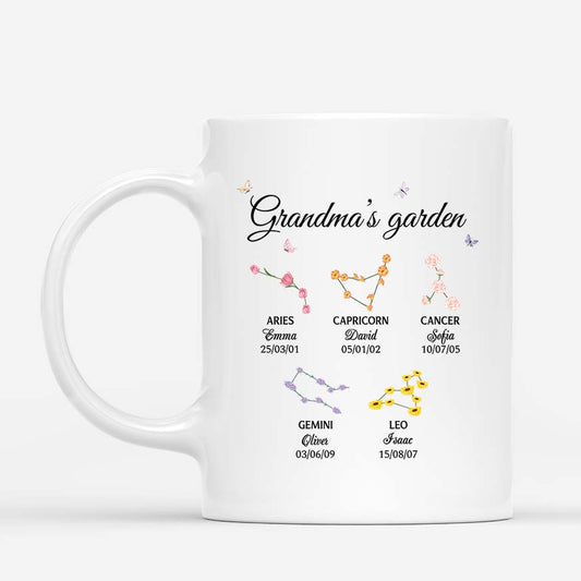 3537MUK1 grandmas garden zodiac flower mug personalised gifts for grandma