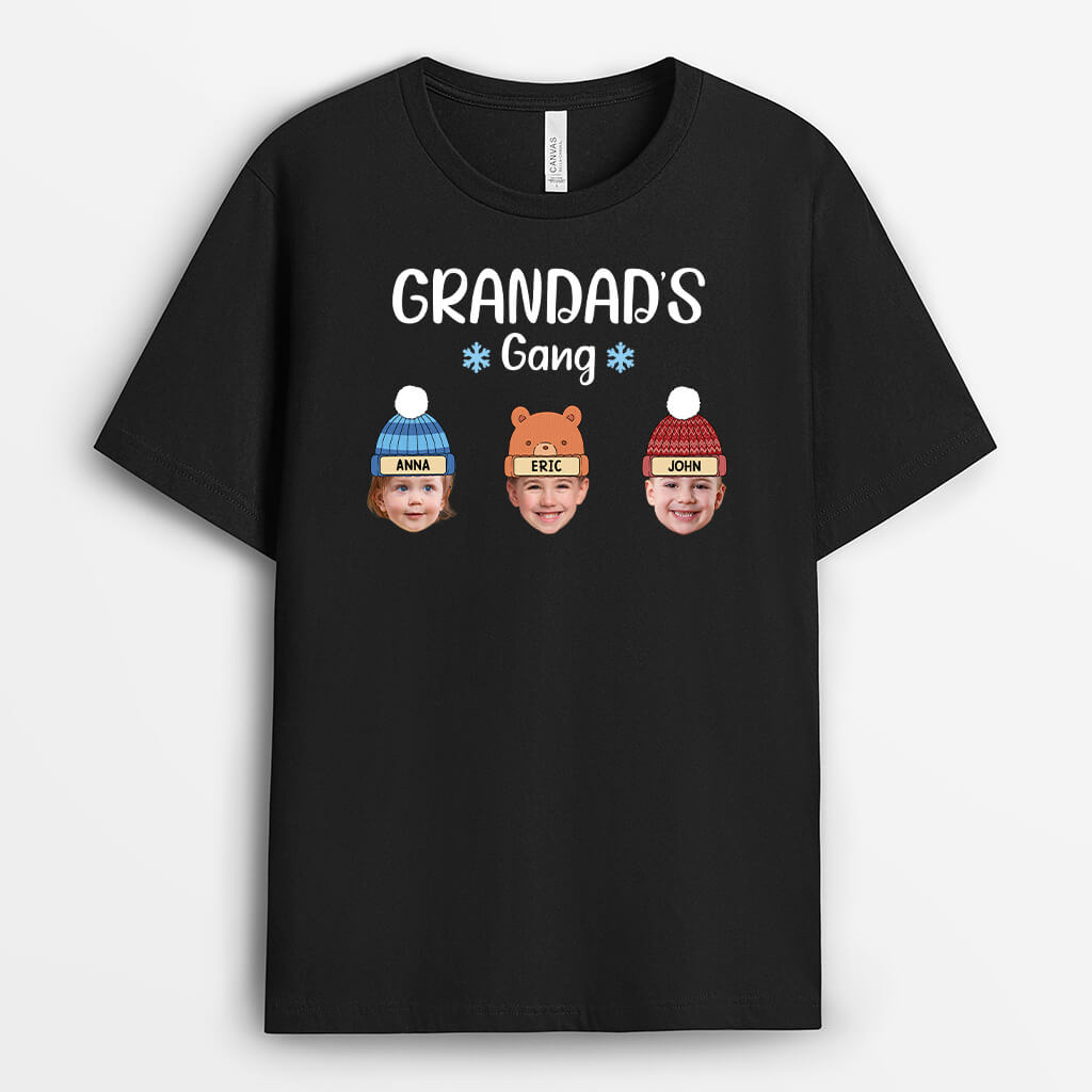 3545AUK1 grandads dads gang childrens face t shirt personalised presents for grandad dad