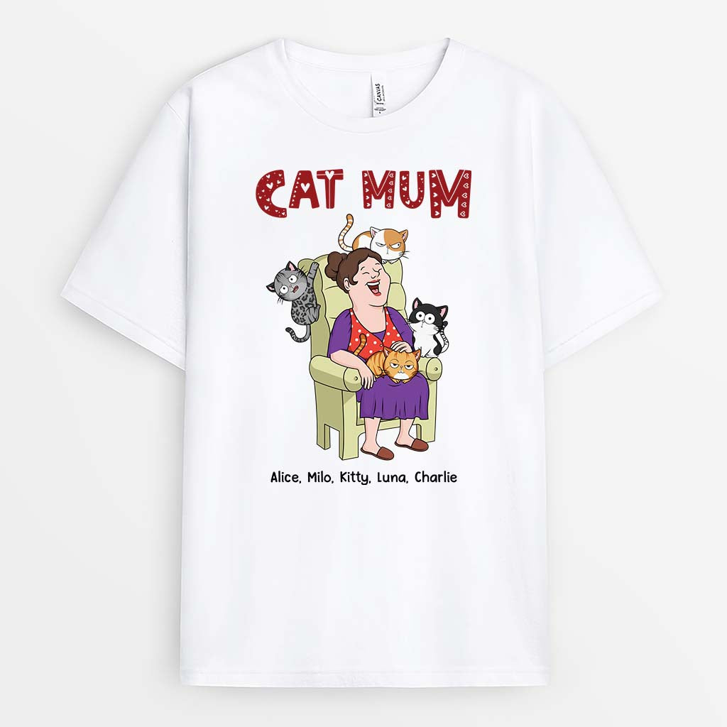 3557AUK1 cat mum cat dad funny t shirt personalised gifts for cat owners
