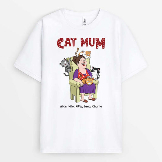 3557AUK1 cat mum cat dad funny t shirt personalised gifts for cat owners