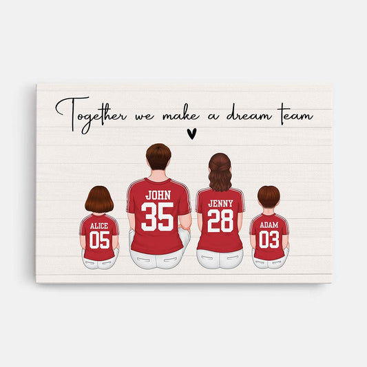 3558CUK1 together we make a dream team canvas personalised family gifts