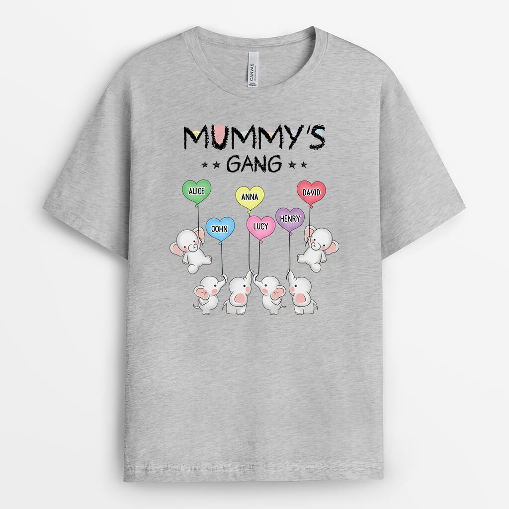 3562AUK2 grandmas elephant gang t shirt personalised gifts for grandma