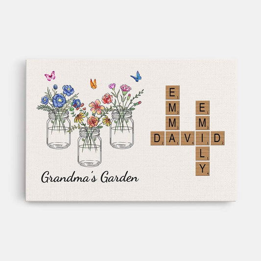 3566CUK1 grandma mummys garden crossword canvas custom gifts for granny mum