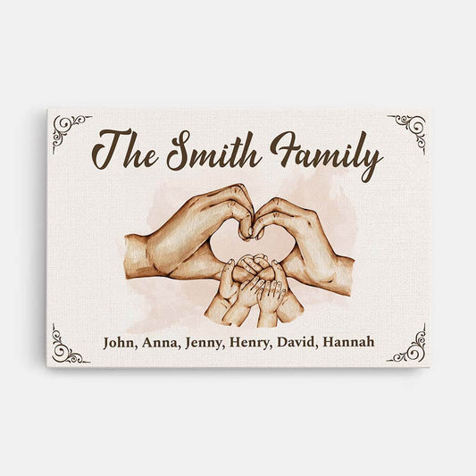 3569CUK1 family heart holding hands canvas custom family gifts