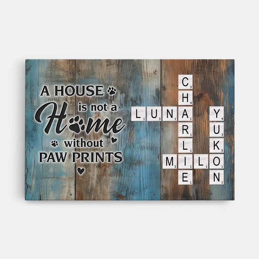 3571CUK1 a house is not a home without paw prints crossword canvas personalised gifts for pet lovers