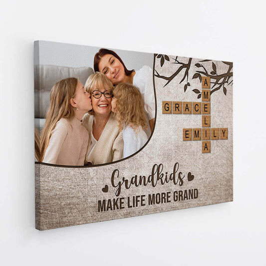 3577CUK2 grandkids make life more grand photo canvas custom gifts for grandparents