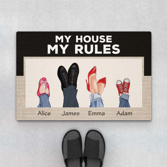 3579DUK1 our house our rules family doormat personalised gifts for family