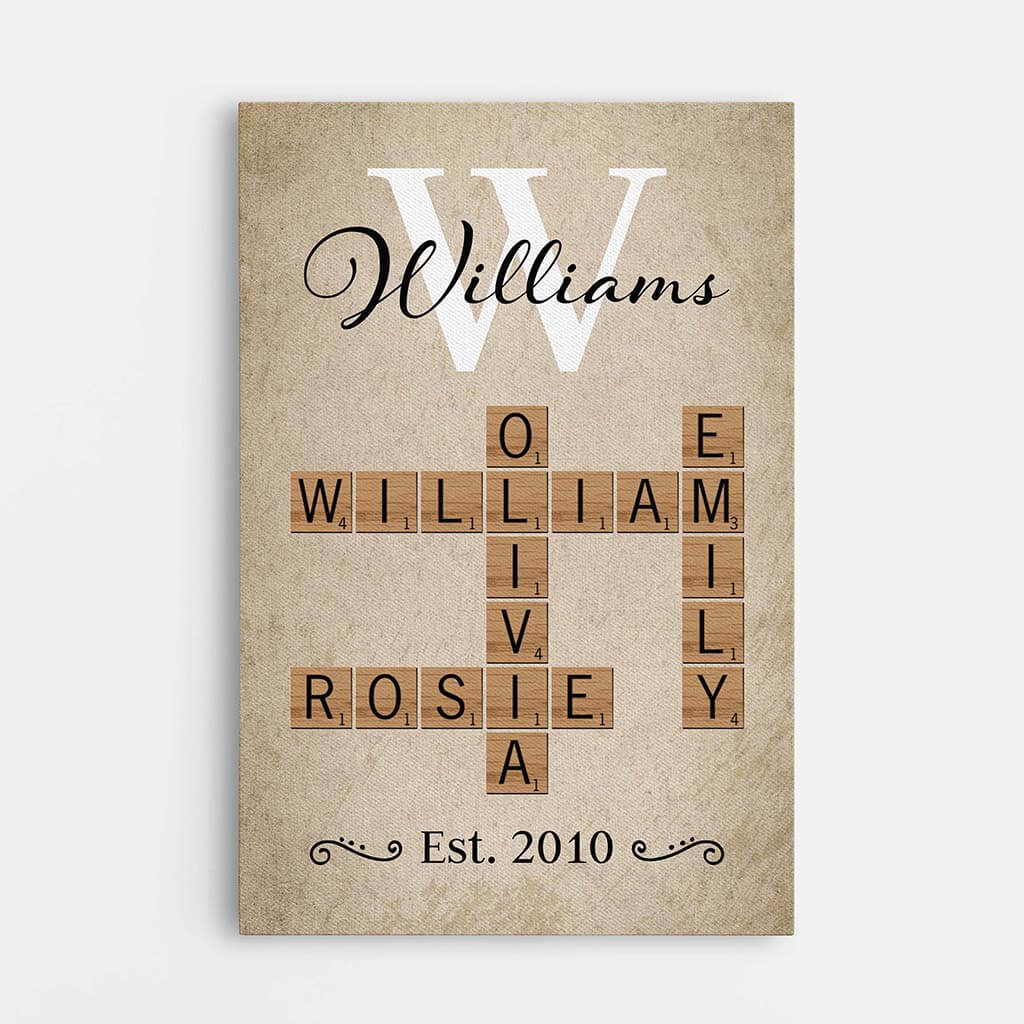 3584CUK1 family crossword vintage canvas family personalised gifts