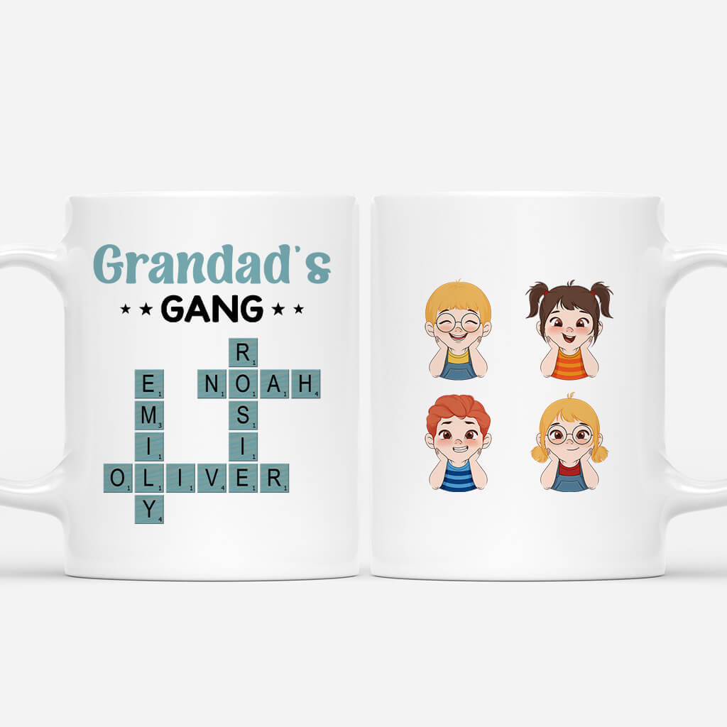 3588MUK1 grandad daddys gang personalised crossword mug for grandad dad