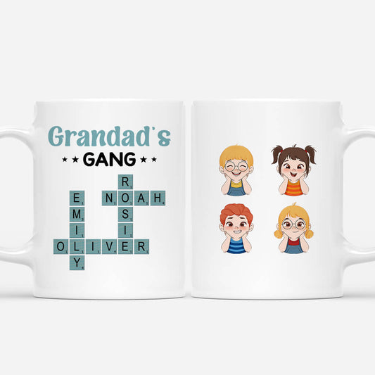 3588MUK1 grandad daddys gang personalised crossword mug for grandad dad
