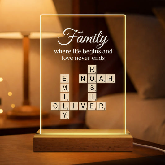3591LUS1 custom crossword night light family where life begins and love never ends_ 3591l8q5i