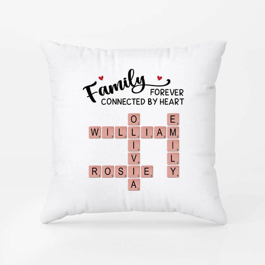 3592PUK1 family forever connected by heart crossword pillow family personalised gifts