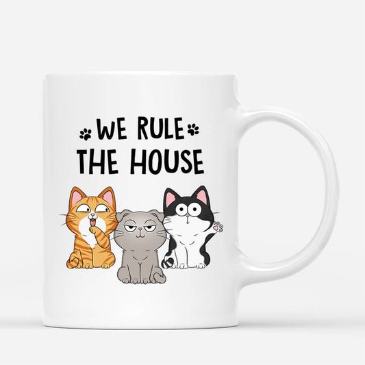 3594MUK2 we rule the house crossword personalised cat mug for cat lovers