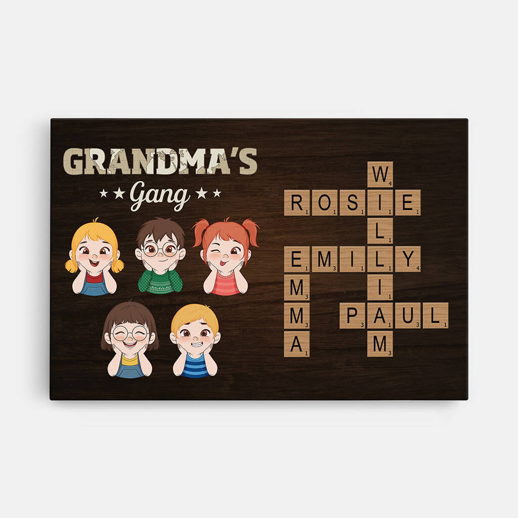 3597CUS1 grandma mummys gang crossword canvas customised gifts for grandma mum