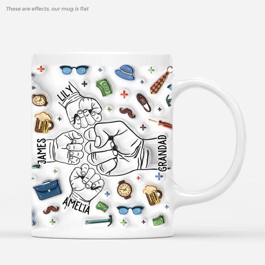 3604MUK1 grandad daddy fist bump 3d mug personalised grandad dad gifts