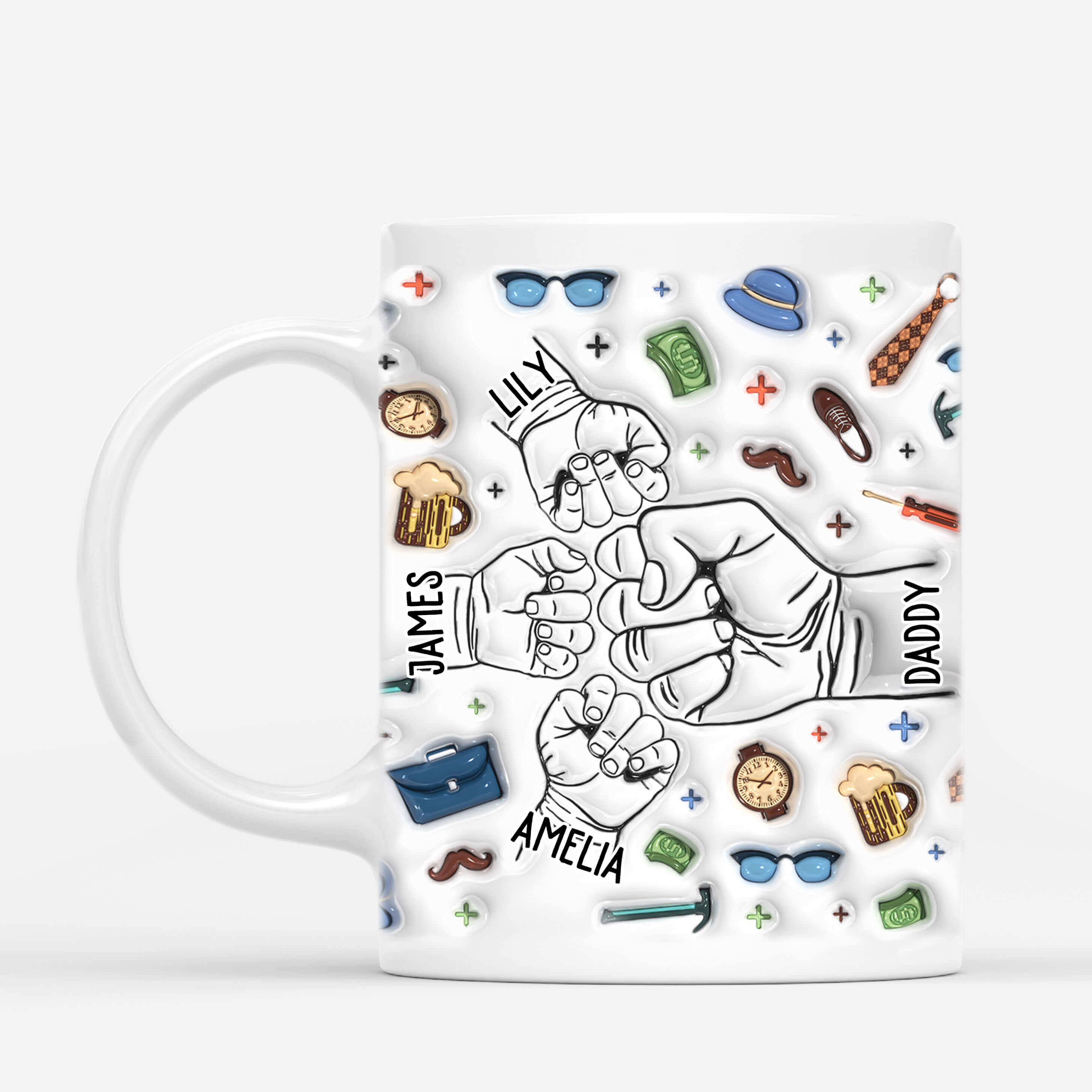 3604MUK2 grandad daddy fist bump 3d mug personalised grandad dad gifts