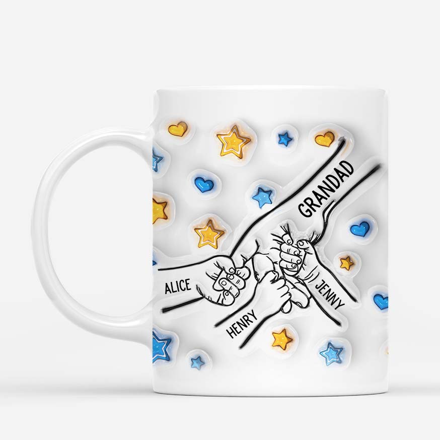 3605MUK2 grandad daddy holding hands 3d mug personalised gifts for dad grandad