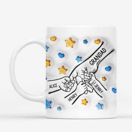 3605MUK2 grandad daddy holding hands 3d mug personalised gifts for dad grandad