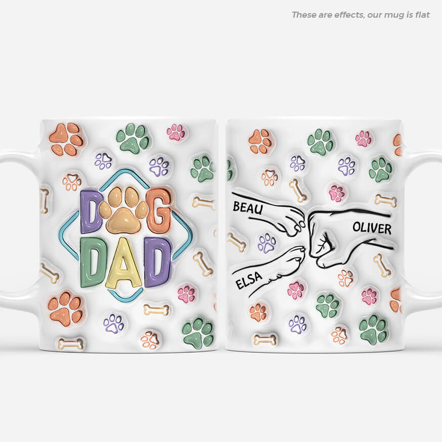3609MUK1 dog dad fist bump 3d mug personalised dog gifts for owners