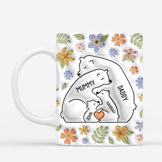3619MUK2 bear family 3d inflated effect mug personalised family gifts