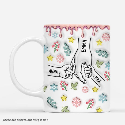 3622MUK1 christmas holding hands pink 3d inflated mug personalised gifts for mothers