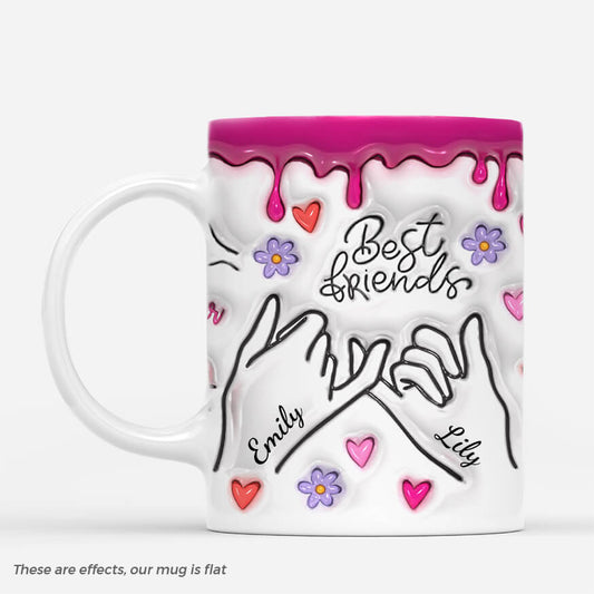3625MUK1 best friends holding hands 3d inflated effect mug personalised best friends gifts