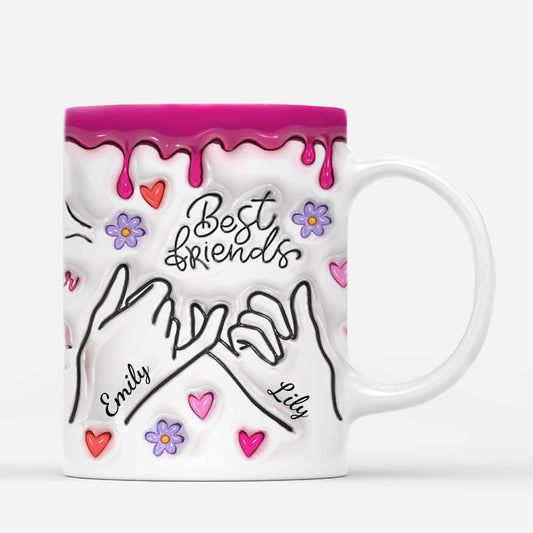 3625MUK2 best friends holding hands 3d inflated effect mug personalised best friends gifts