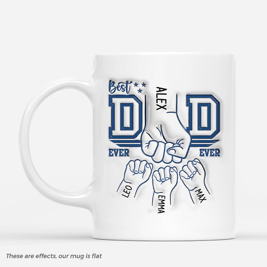 3630MUK1 best dad ever fist bump 3d inflated effect mug personalised presents for dad
