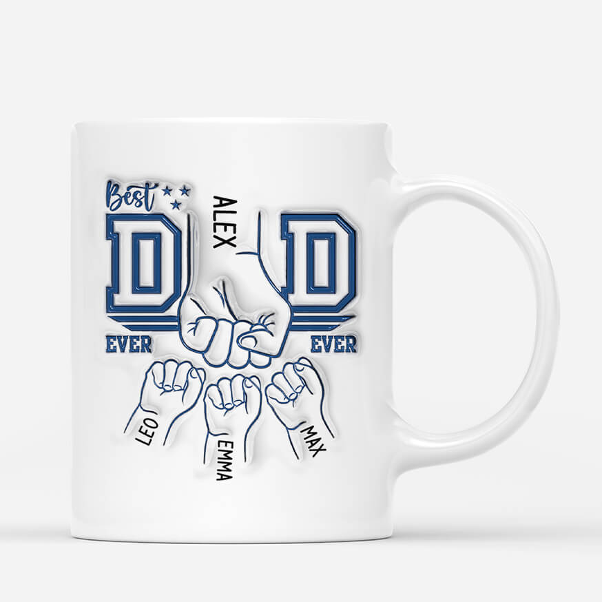 3630MUK2 best dad ever fist bump 3d inflated effect mug personalised presents for dad
