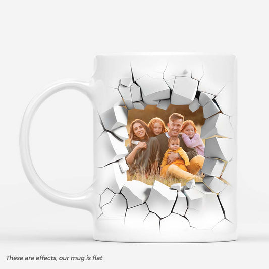 3634MUK1 3d cracked wall family photo mug personalised family gifts