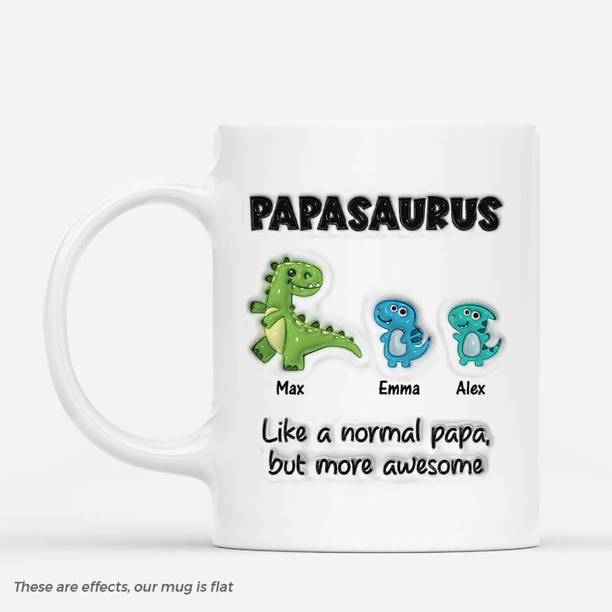 3639MUK1 papasaurus 3d inflated effect mug personalised gift for dad