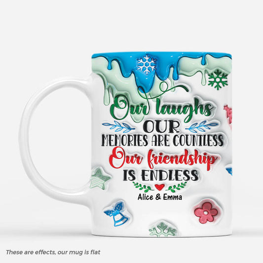 3640MUK1 our friendship is endless christmas 3d inflated effect mug personalised best friends gifts