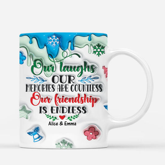 3640MUK2 our friendship is endless christmas 3d inflated effect mug personalised best friends gifts