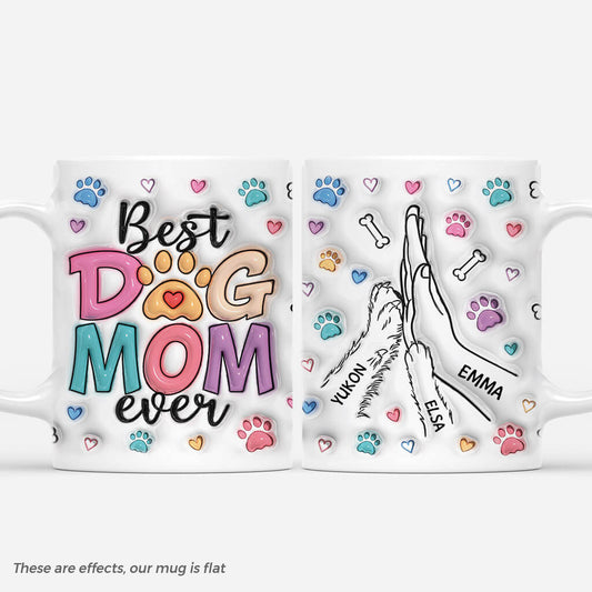 3647MUS1 BestDogMumEver3DInflatedEffectMug PersonalisedDogGiftsforHuman