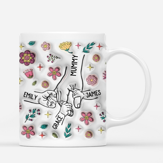 3648MUK2 holding grandma mums hands 3d inflated effect mug personalised grandma mum gifts