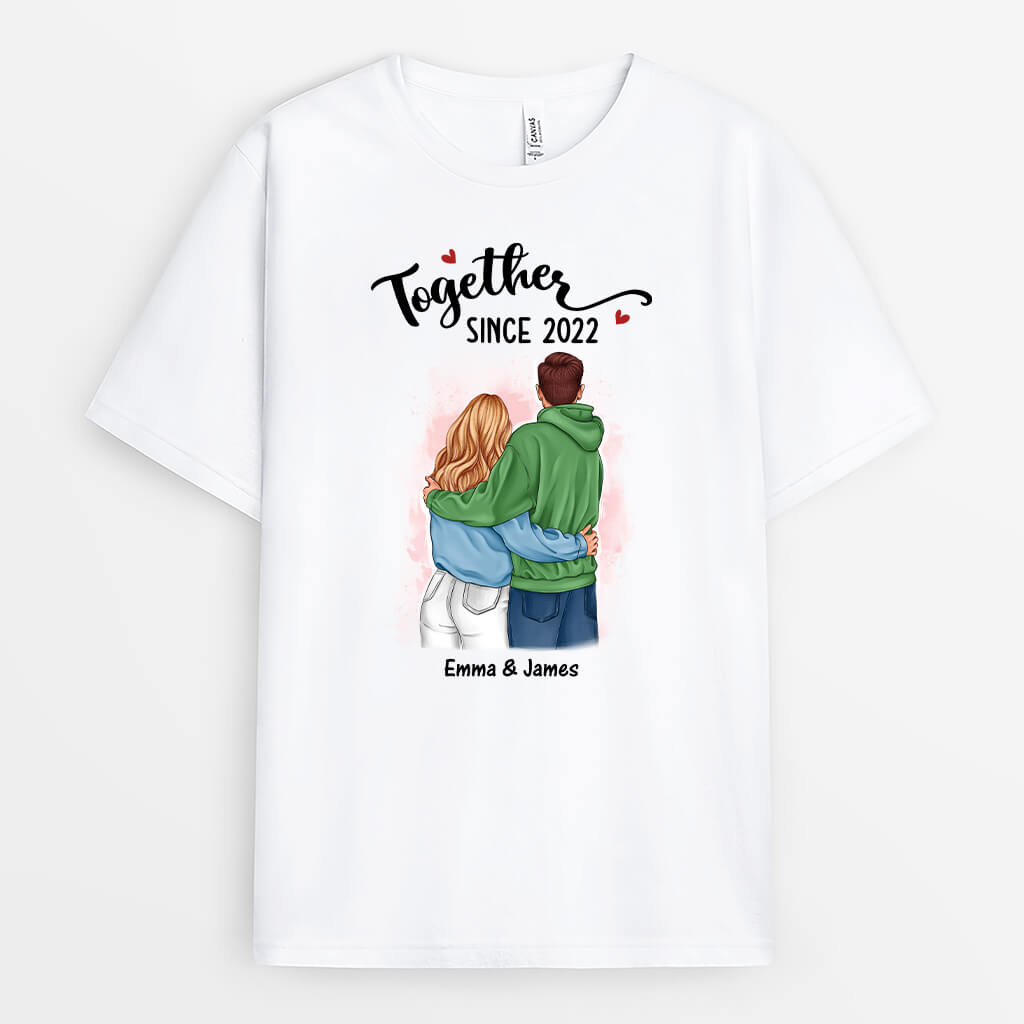 3653AUK1 together since couple t shirt personalised anniversary presents for couple