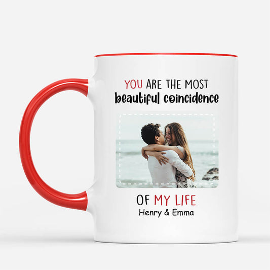 3662MUK2 you are the most beautiful coincidence of my life personalised photo mug for couple