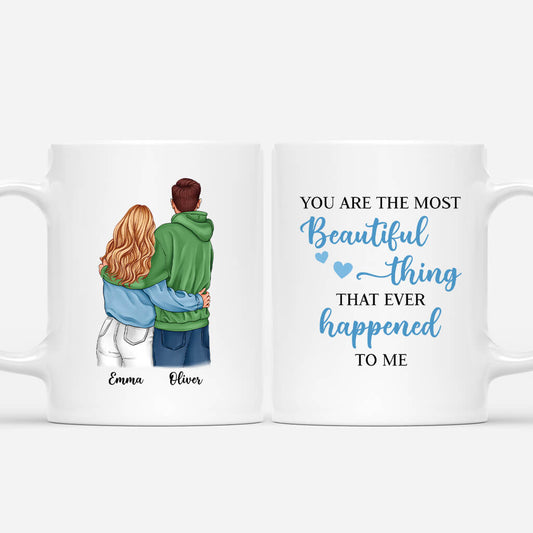 3665MUK1 you are the most beautiful thing that ever happened to me personalised mugs for couples