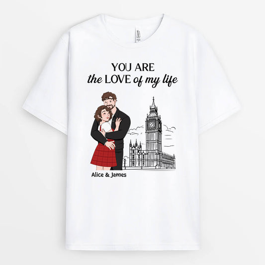 3668AUK1 you are the love of my life personalised t shirt for couple