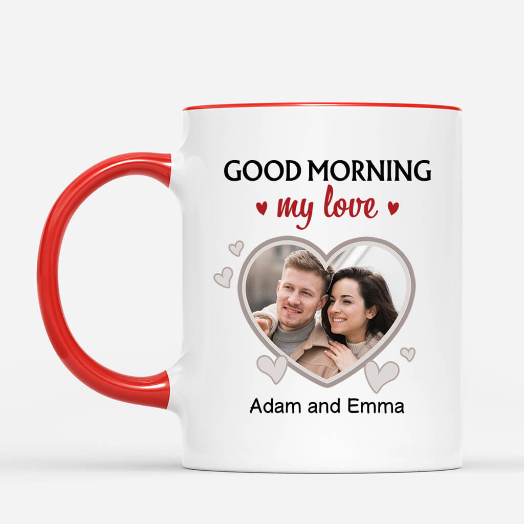 3670MUK2 good morning my love personalised photo mug for couple