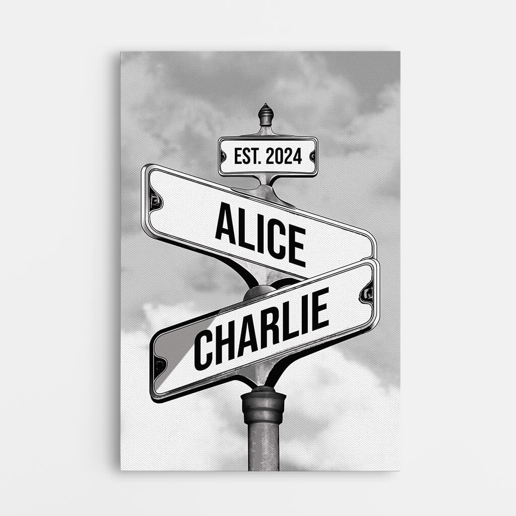 3673CUK1 vintage street sign canvas personalised gifts for couple