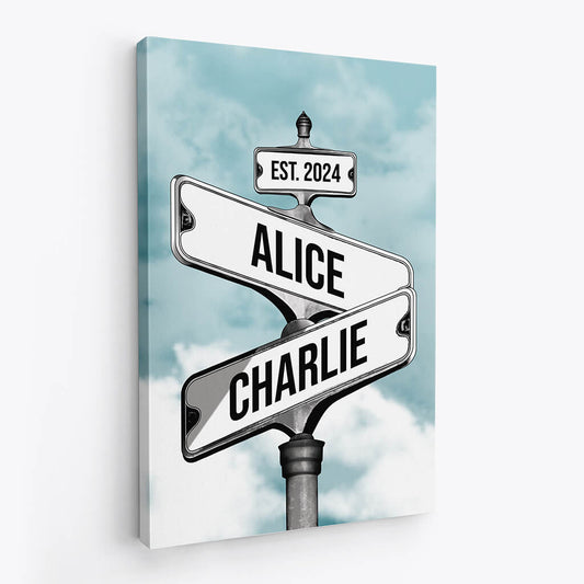 3673CUK2 vintage street sign canvas personalised gifts for couple