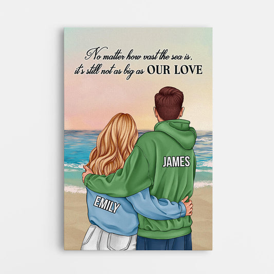 3679CUK1 no matter how vast the sea is its still not as big as our love personalised canvas for couple