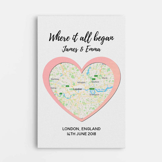 3681CUK1 where it all began map canvas customised presents for couple
