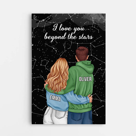 3687CUK1 i love you beyond the stars canvas personalised presents for couple